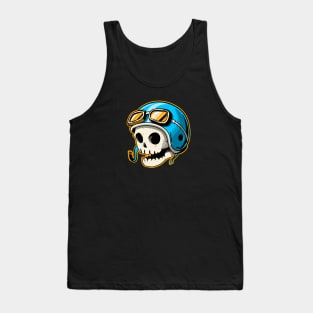 Skull in Motorcycle Helmet Tank Top